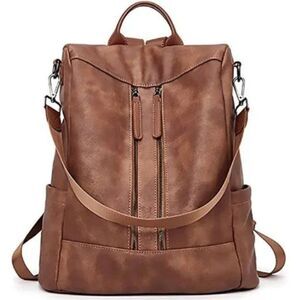 New Women Backpack Purse Leather Small-brown